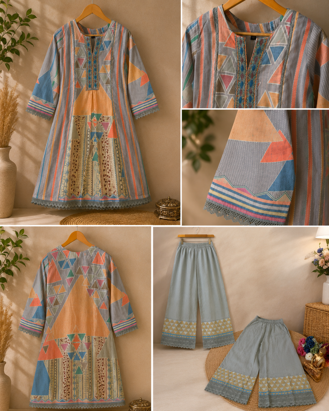 Designer Soft Sky Imported Linen Coord Set