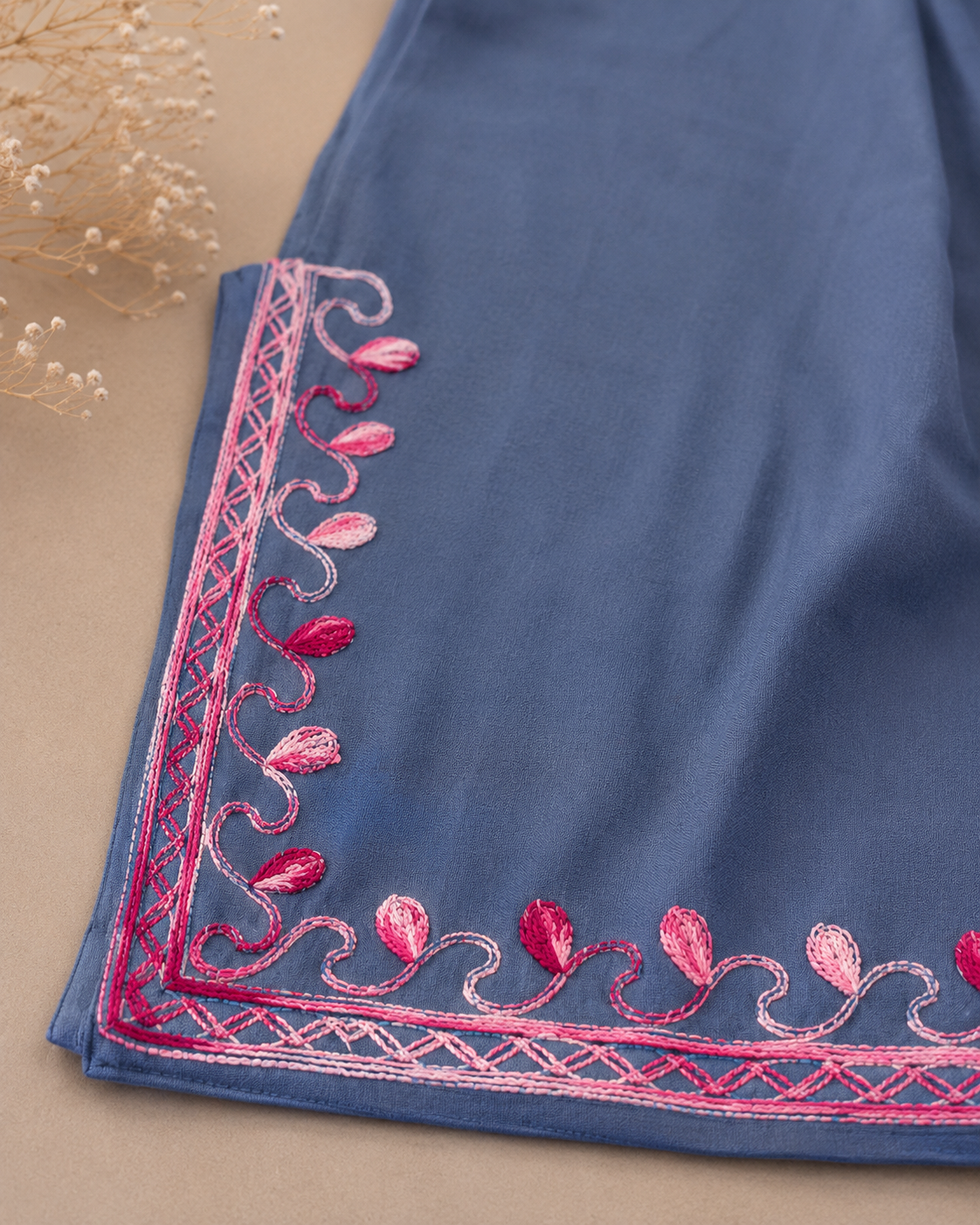 Sky Blue Rayon Aari Work Co-ord Set