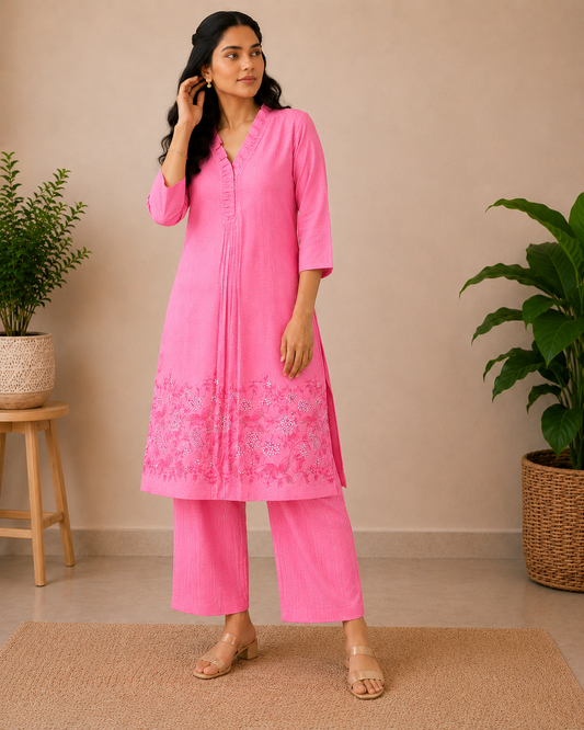 Blush Bloom Designer Pure Mul Cotton Co-ord Set