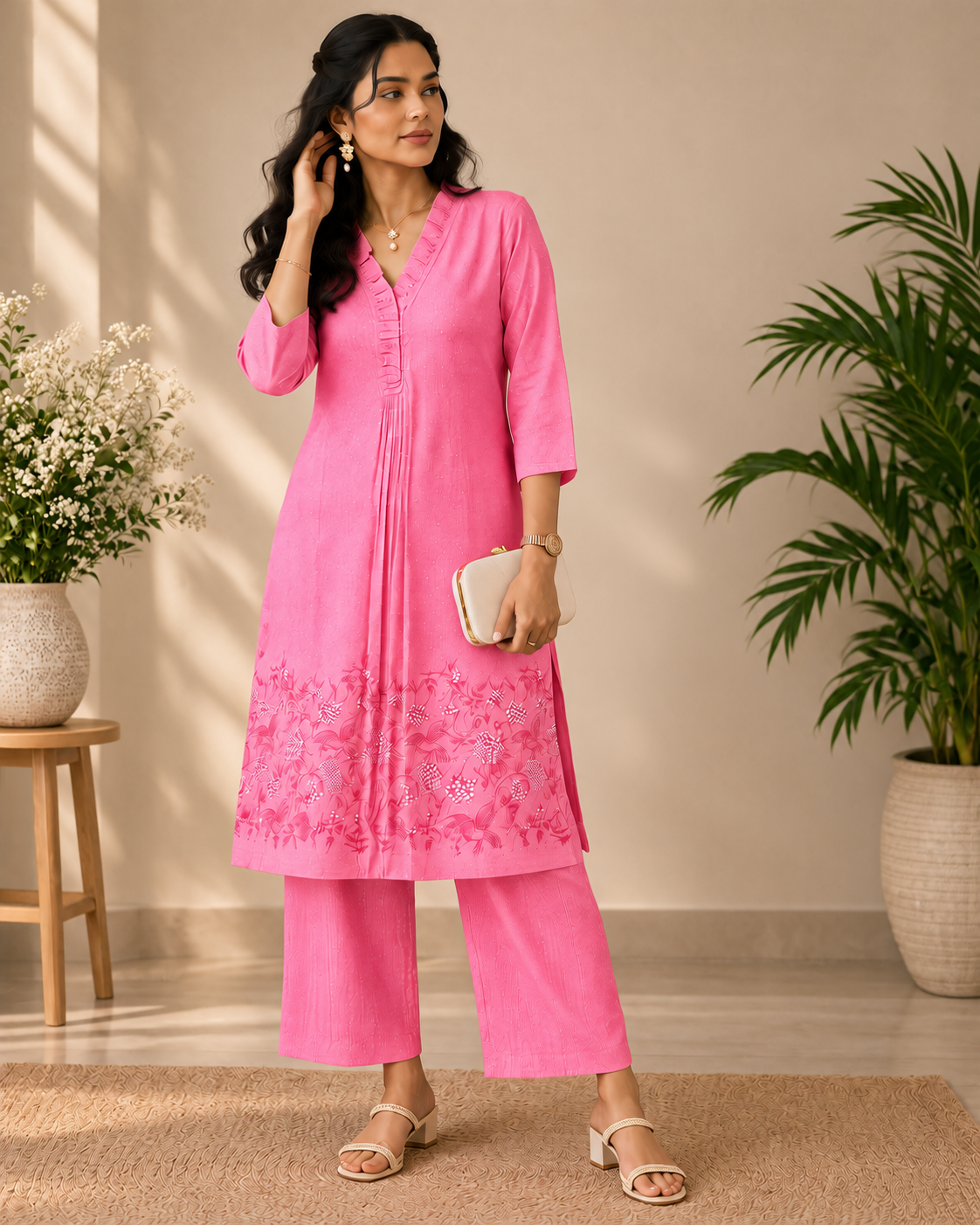 Blush Bloom Designer Pure Mul Cotton Co-ord Set