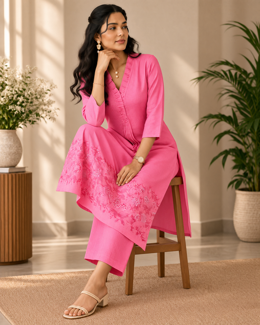 Blush Bloom Designer Pure Mul Cotton Co-ord Set