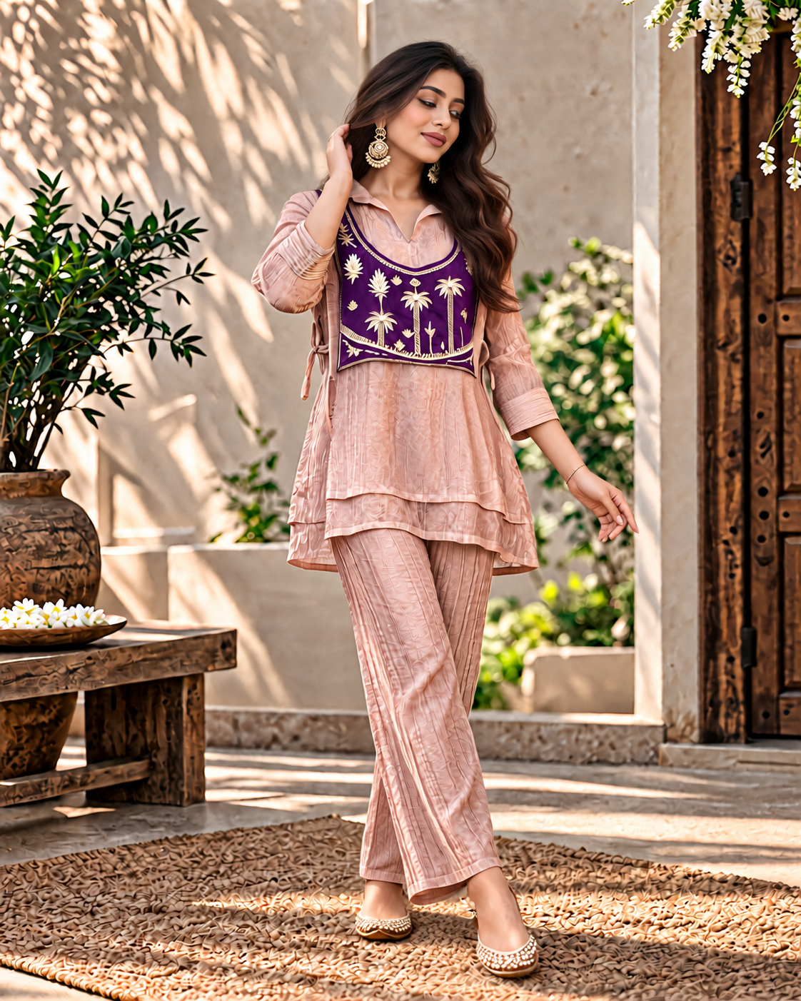 Salsa Crush Luxe 3-Piece Kurti Set | Embroidered Jacket