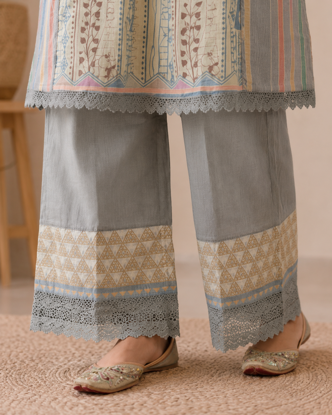 Designer Soft Sky Imported Linen Coord Set