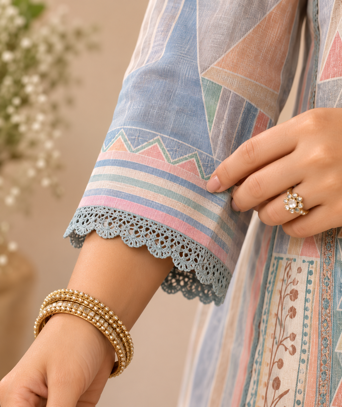 Designer Soft Sky Imported Linen Coord Set