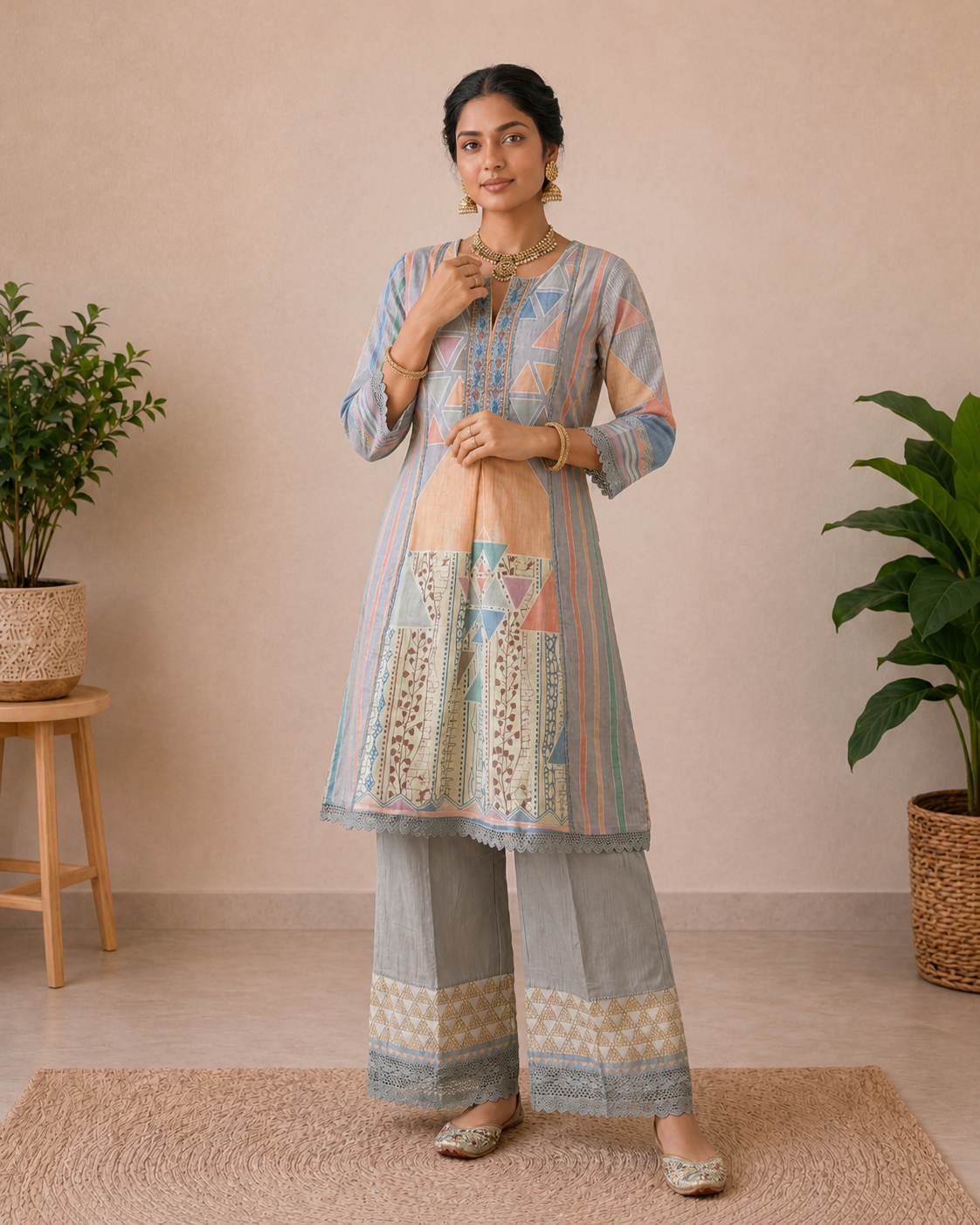Designer Soft Sky Imported Linen Coord Set