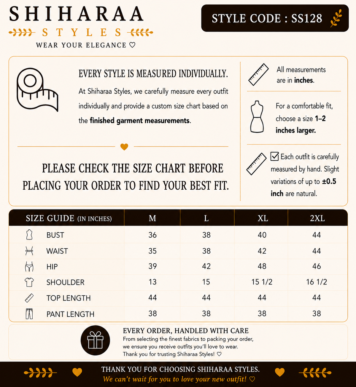 Size guide for 