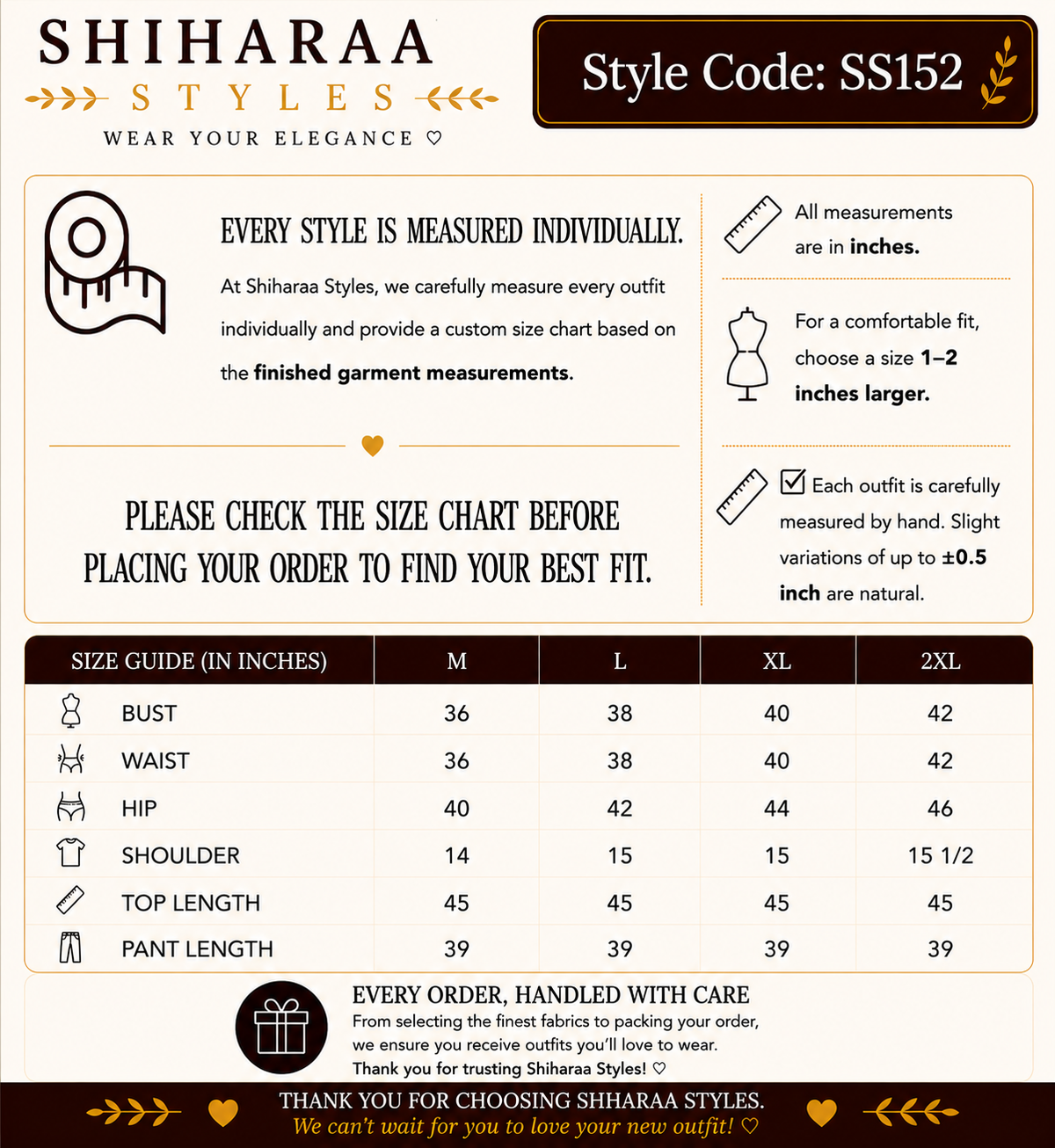 Size guide for 