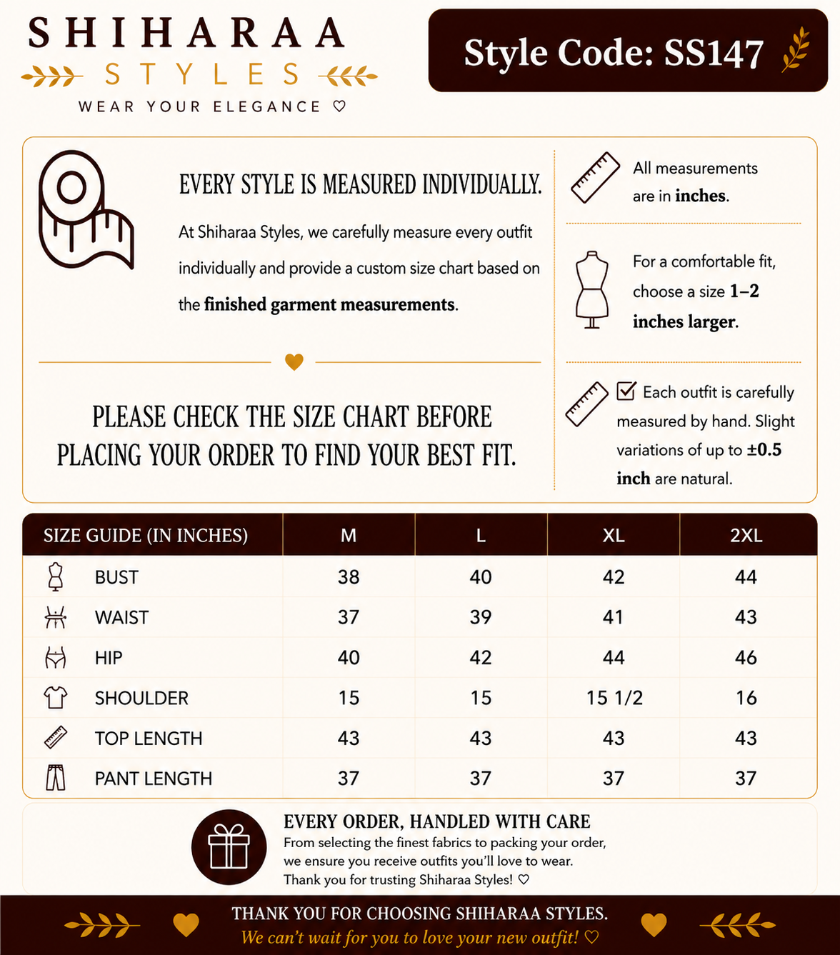 Size guide for 