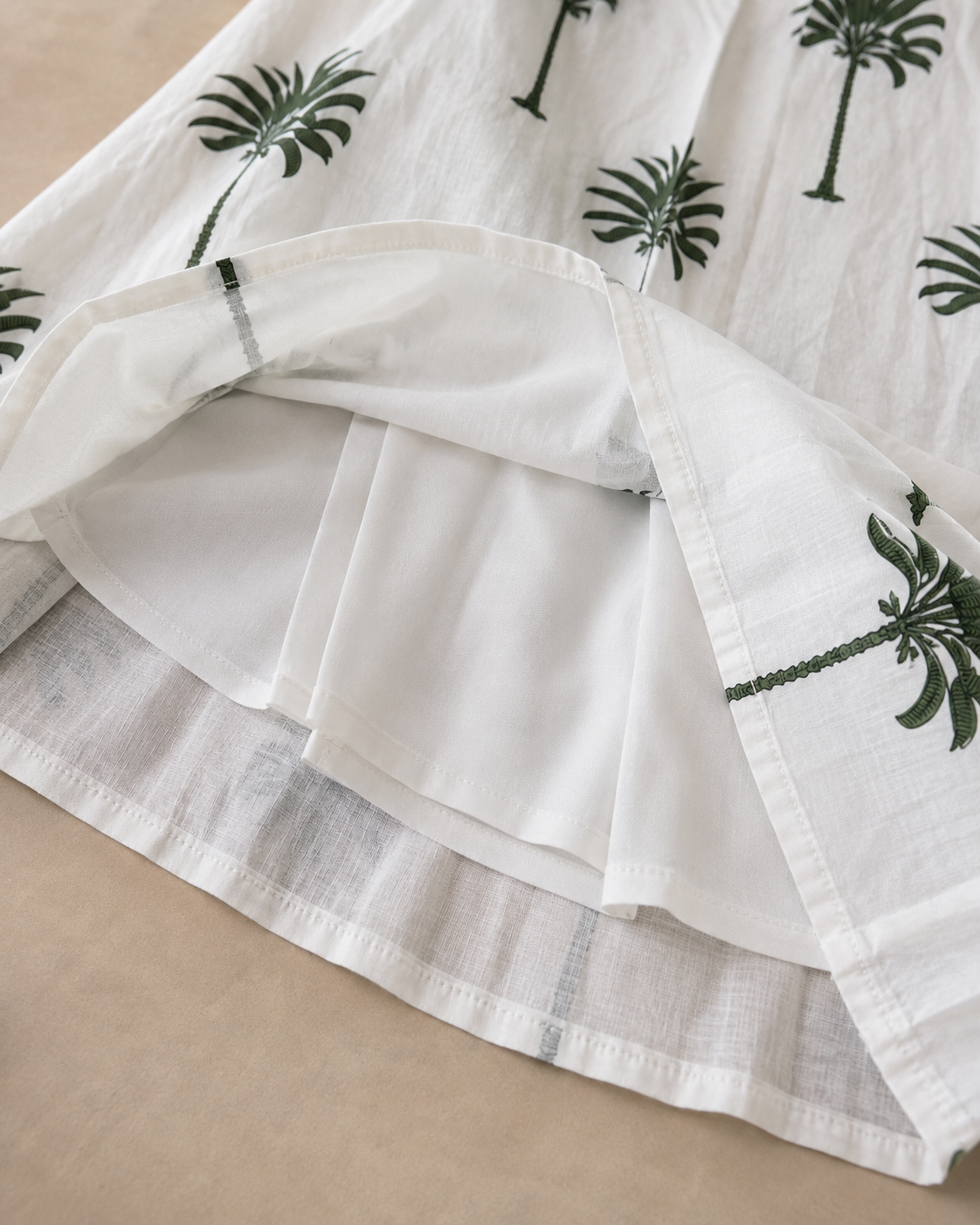 Palm Grove Pure Mul Cotton 2-Piece Kurti Set with Lining & Dual Side Pockets