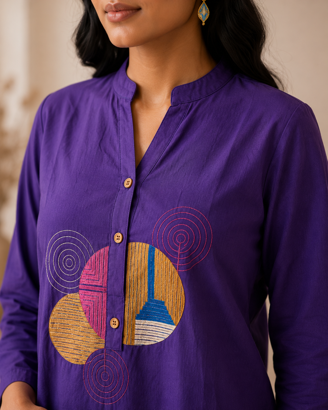 Royal Purple Cotton Co-ord Set with Palazzo Pant