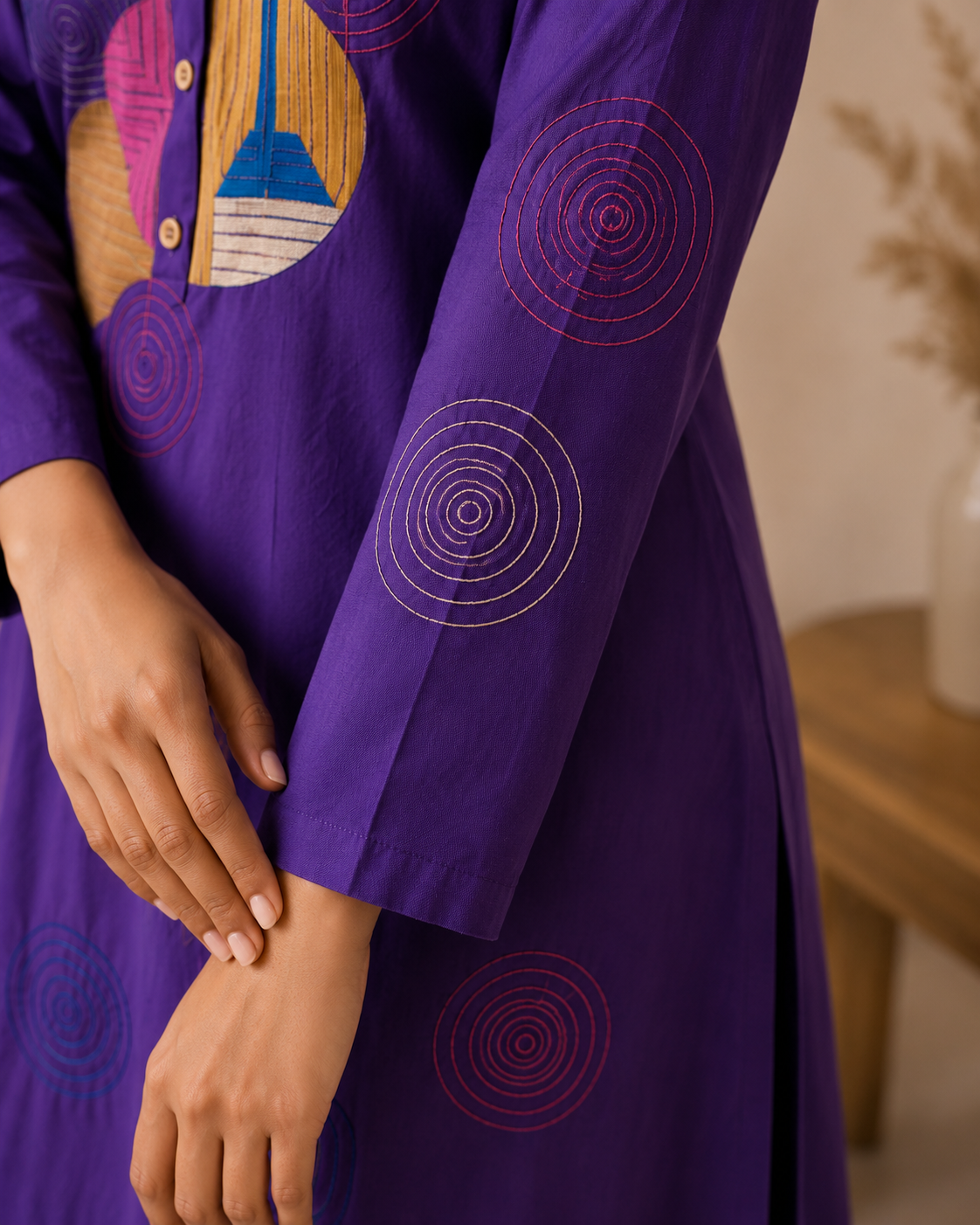 Royal Purple Cotton Co-ord Set with Palazzo Pant