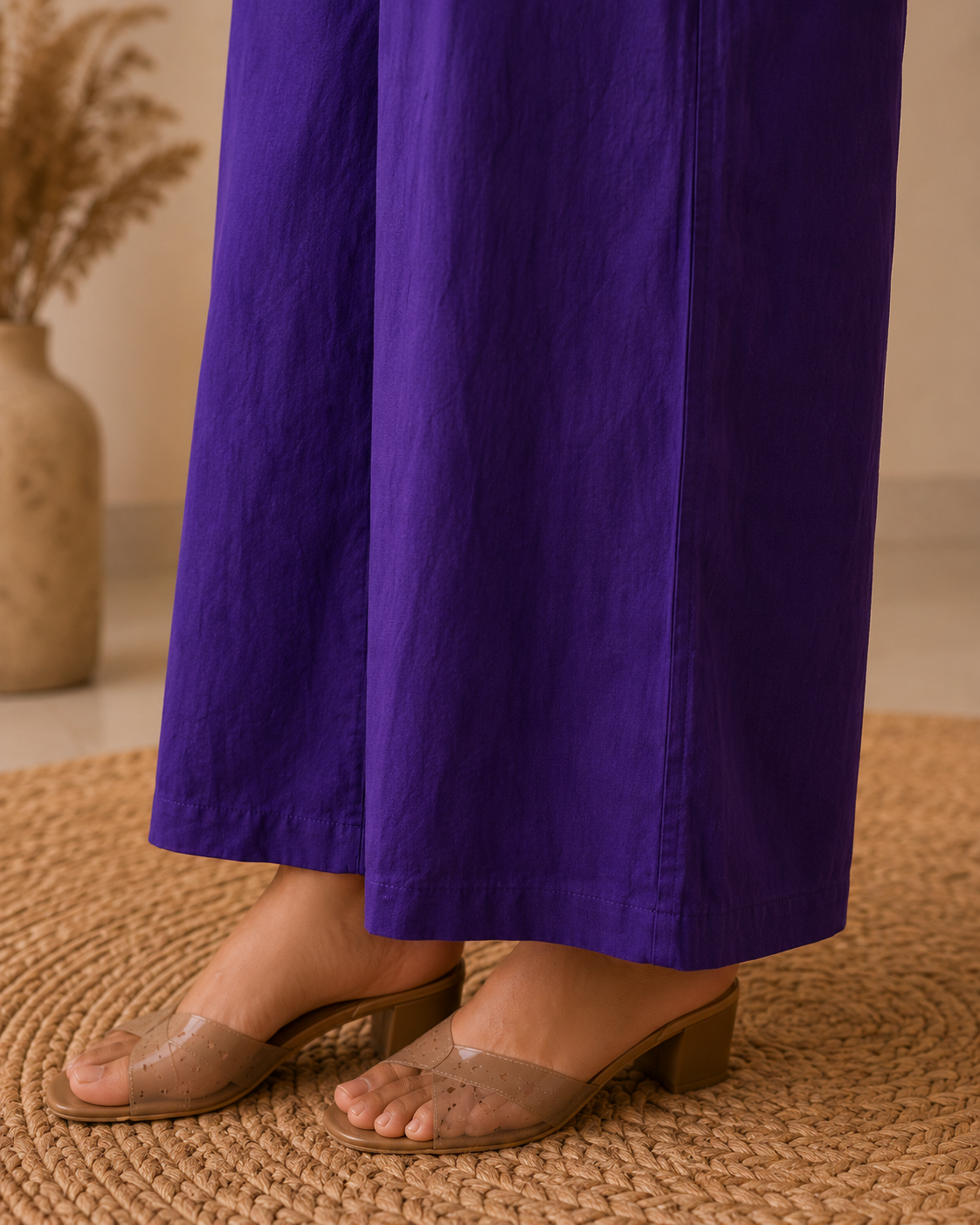 Royal Purple Cotton Co-ord Set with Palazzo Pant