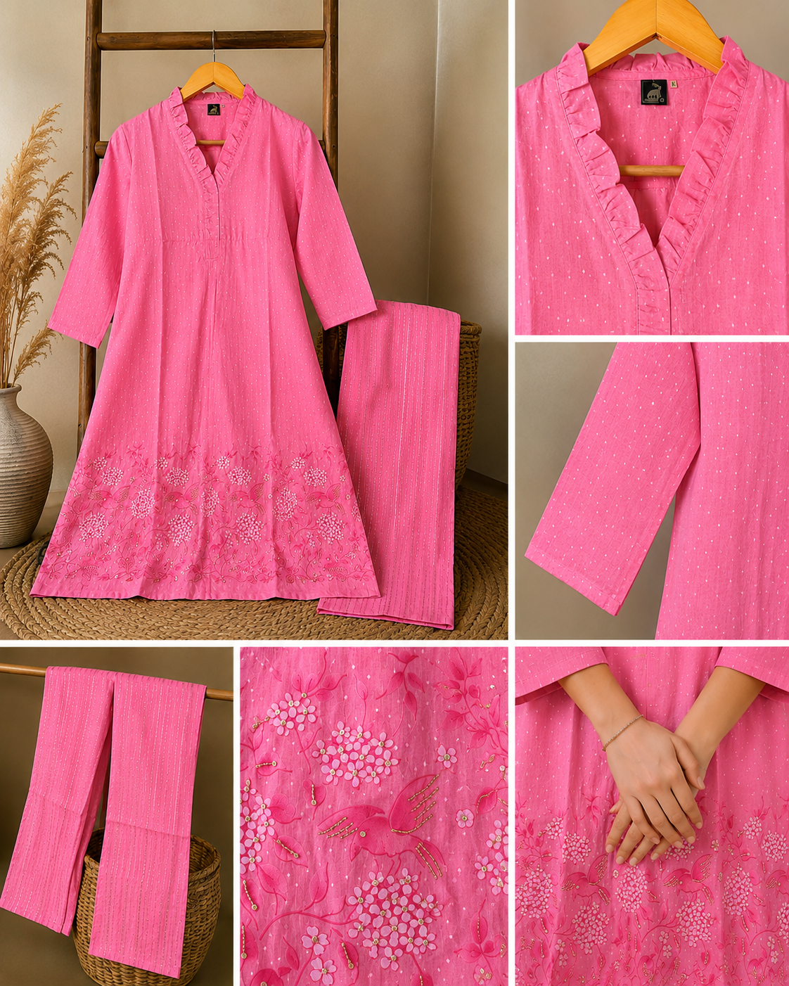 Blush Bloom Designer Pure Mul Cotton Co-ord Set