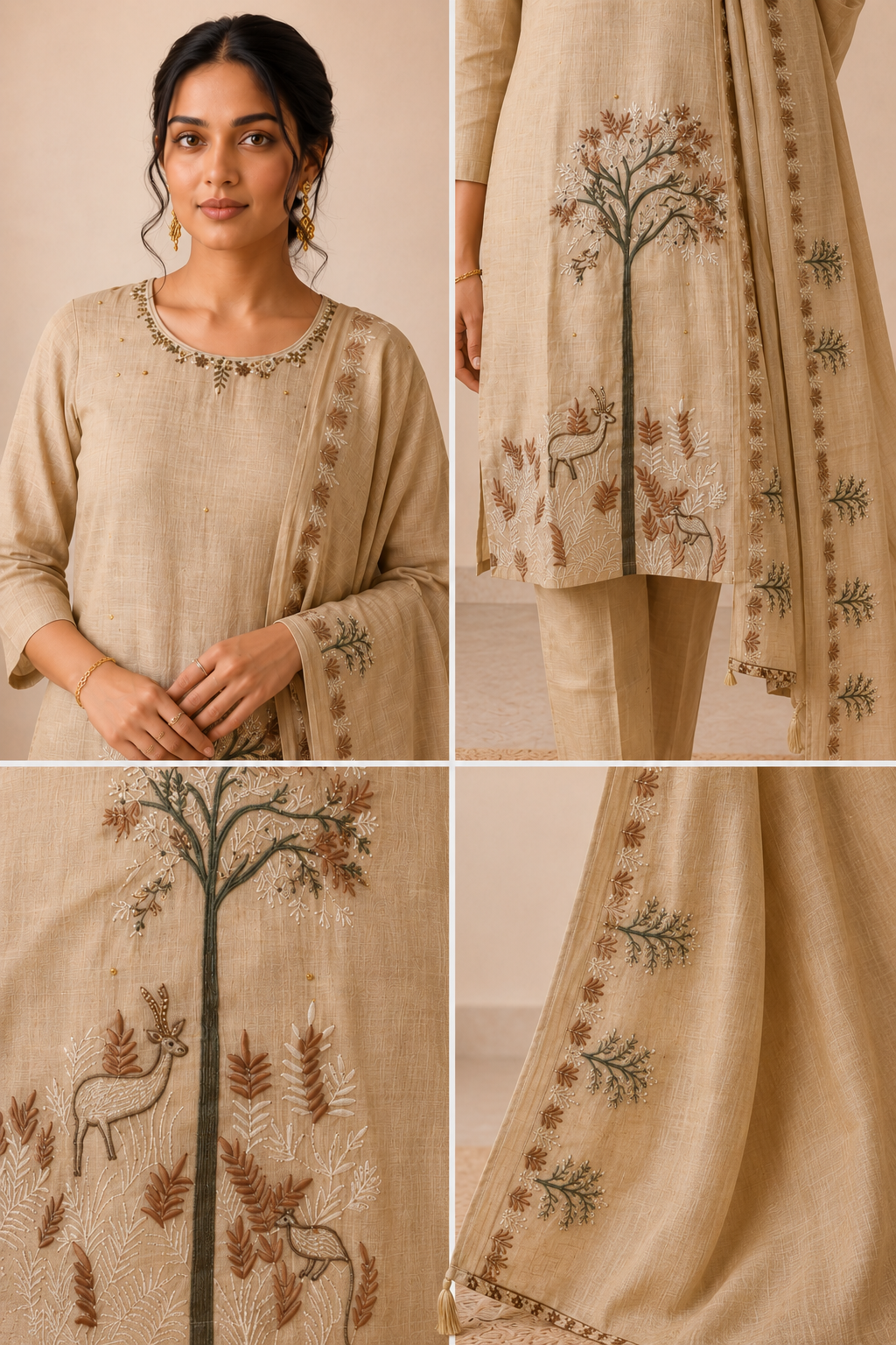 Mushroom Beige Heritage Jamdhani Set