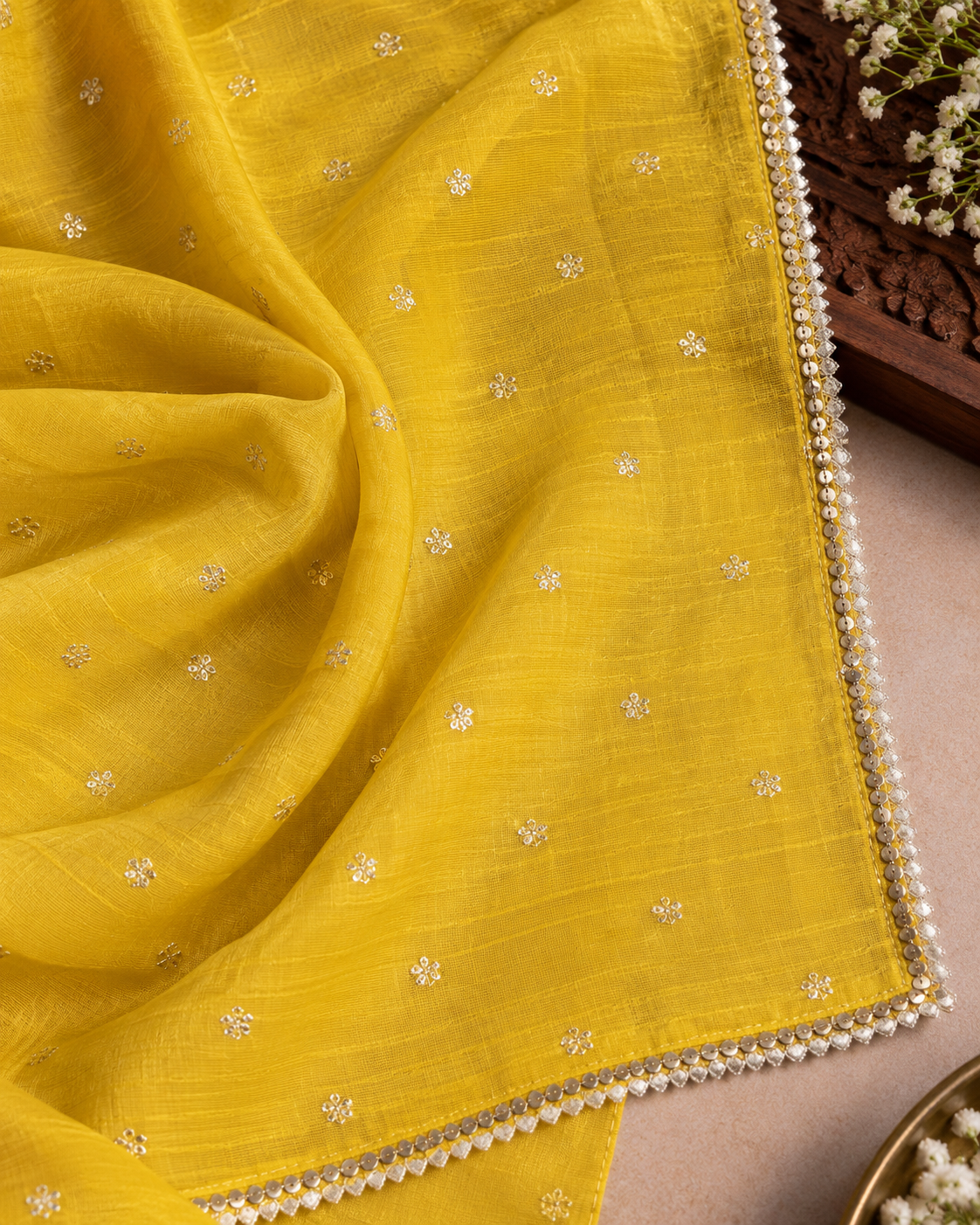 Mustard Gold Silk Kurti Pant Set with Handwork & Dupatta | Festive Wear for Women